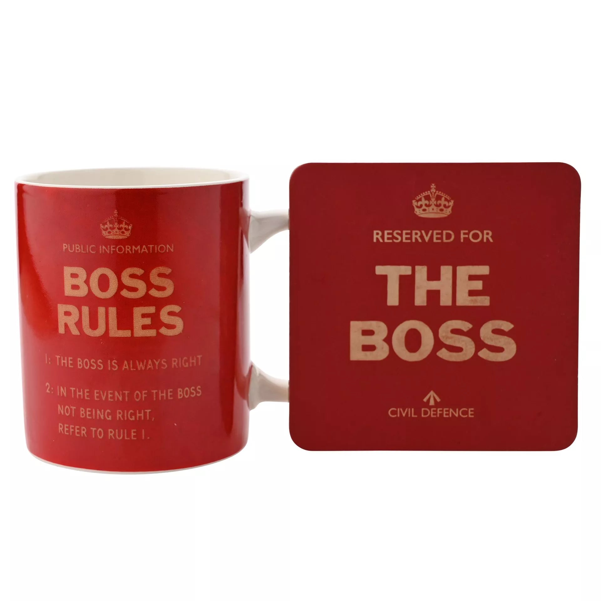 Civil Defence Mug And Coaster Set - The Boss