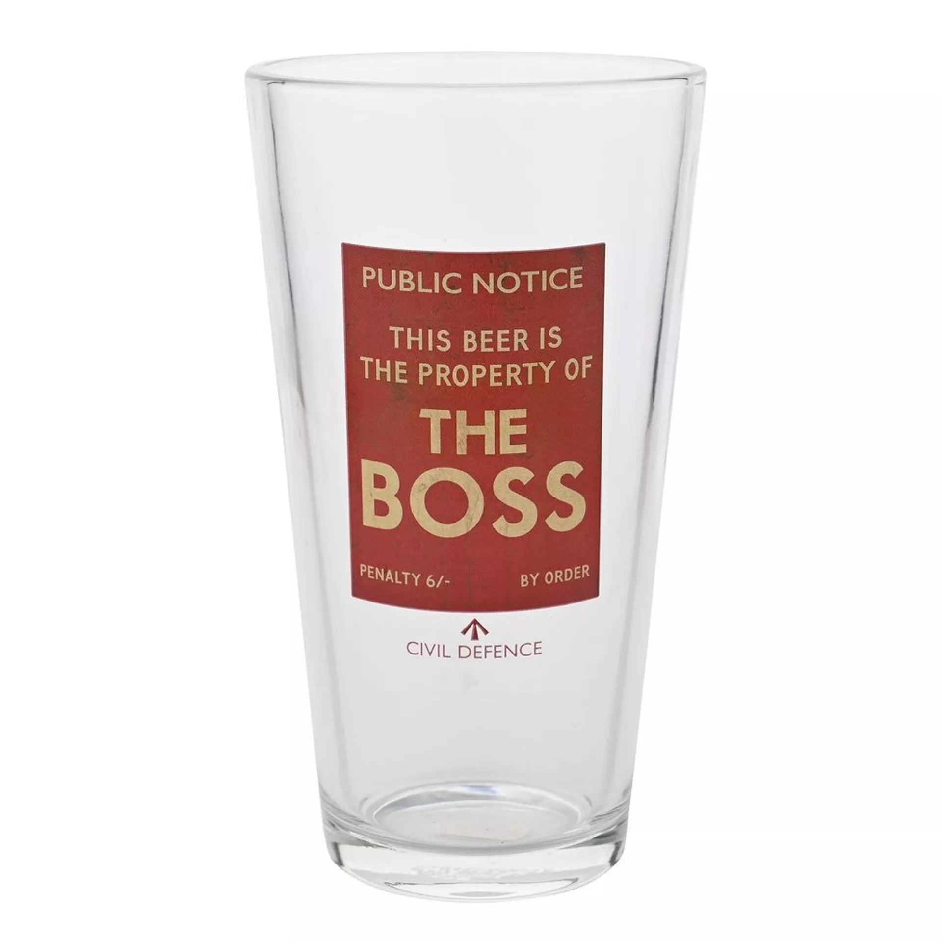 Civil Defence Pint Glass - The Boss