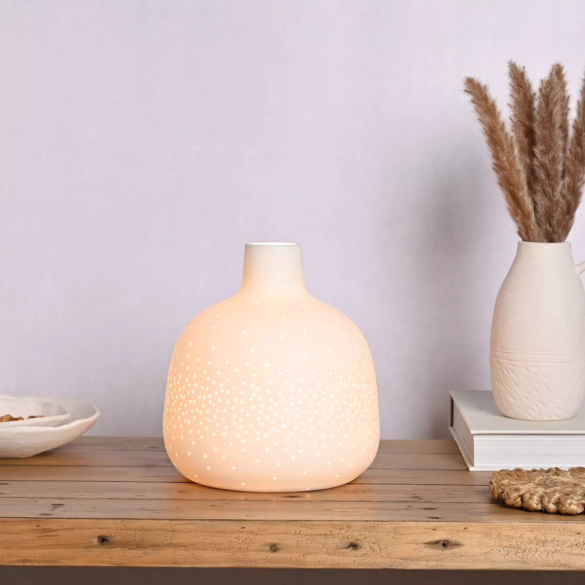 Hestia Ceramic White Short Table Lamp