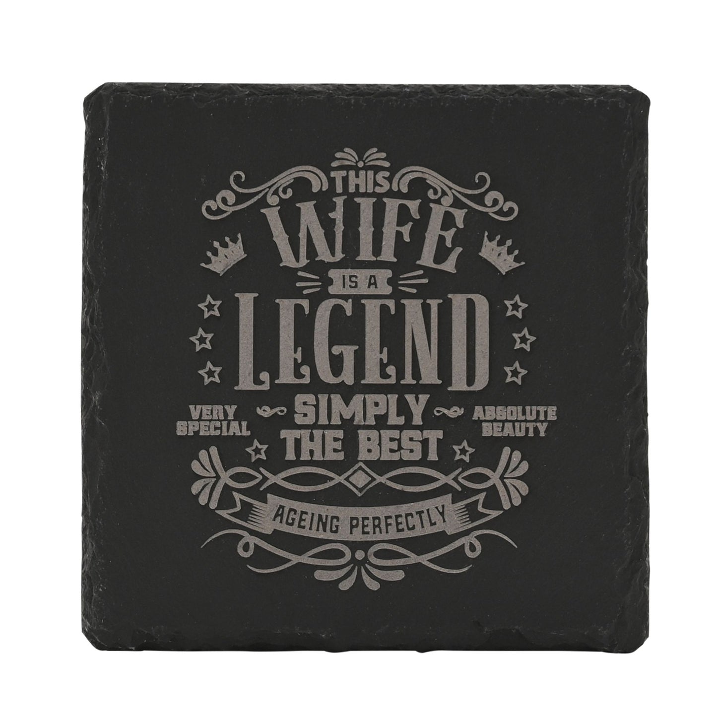 Harvey Makin Legend Slate Coaster 10 x 10cm - Wife