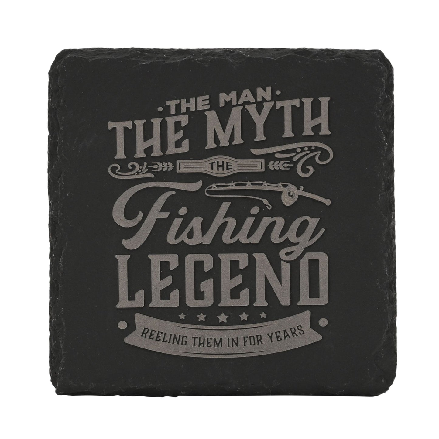 Harvey Makin Legend Slate Coaster 10 x 10cm - Fishing