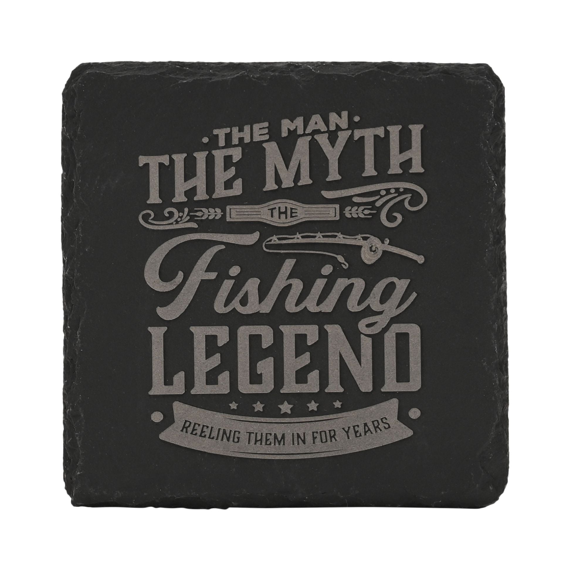 Harvey Makin Legend Slate Coaster 10 x 10cm - Fishing