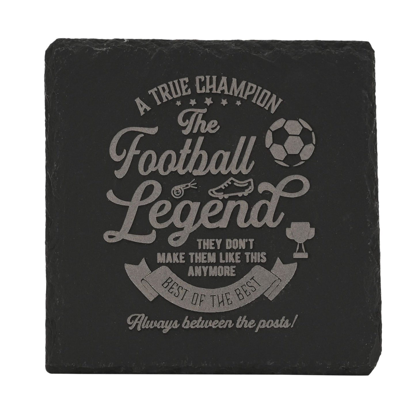 Harvey Makin Legend Slate Coaster 10 x 10cm - Football