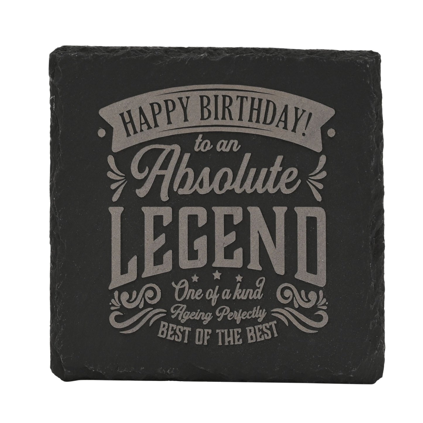 Harvey Makin Legend Slate Coaster 10 x 10cm - Happy Birthday