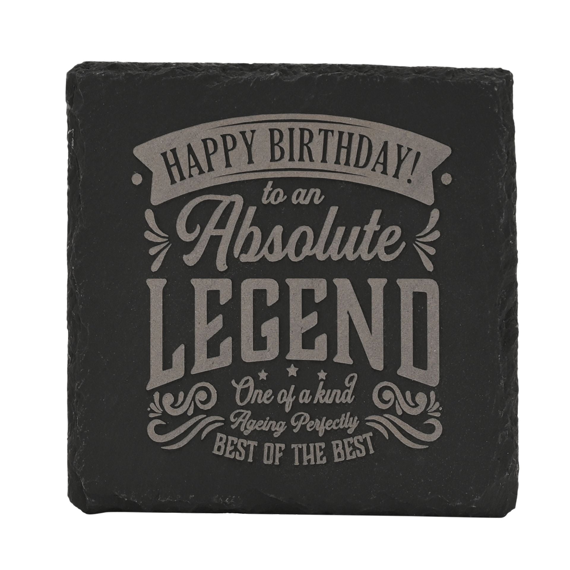 Harvey Makin Legend Slate Coaster 10 x 10cm - Happy Birthday