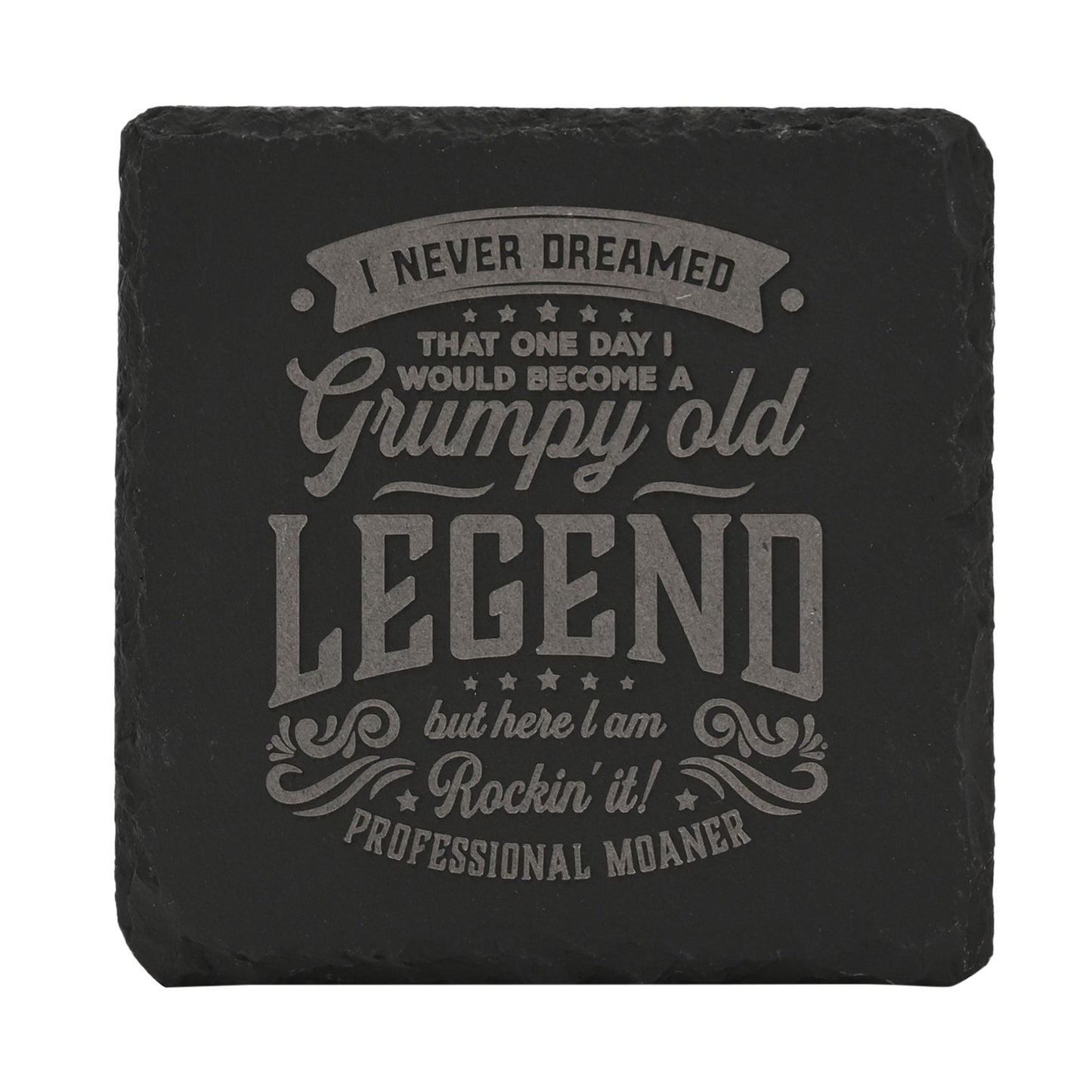Harvey Makin Legend Slate Coaster 10 x 10cm - Grumpy