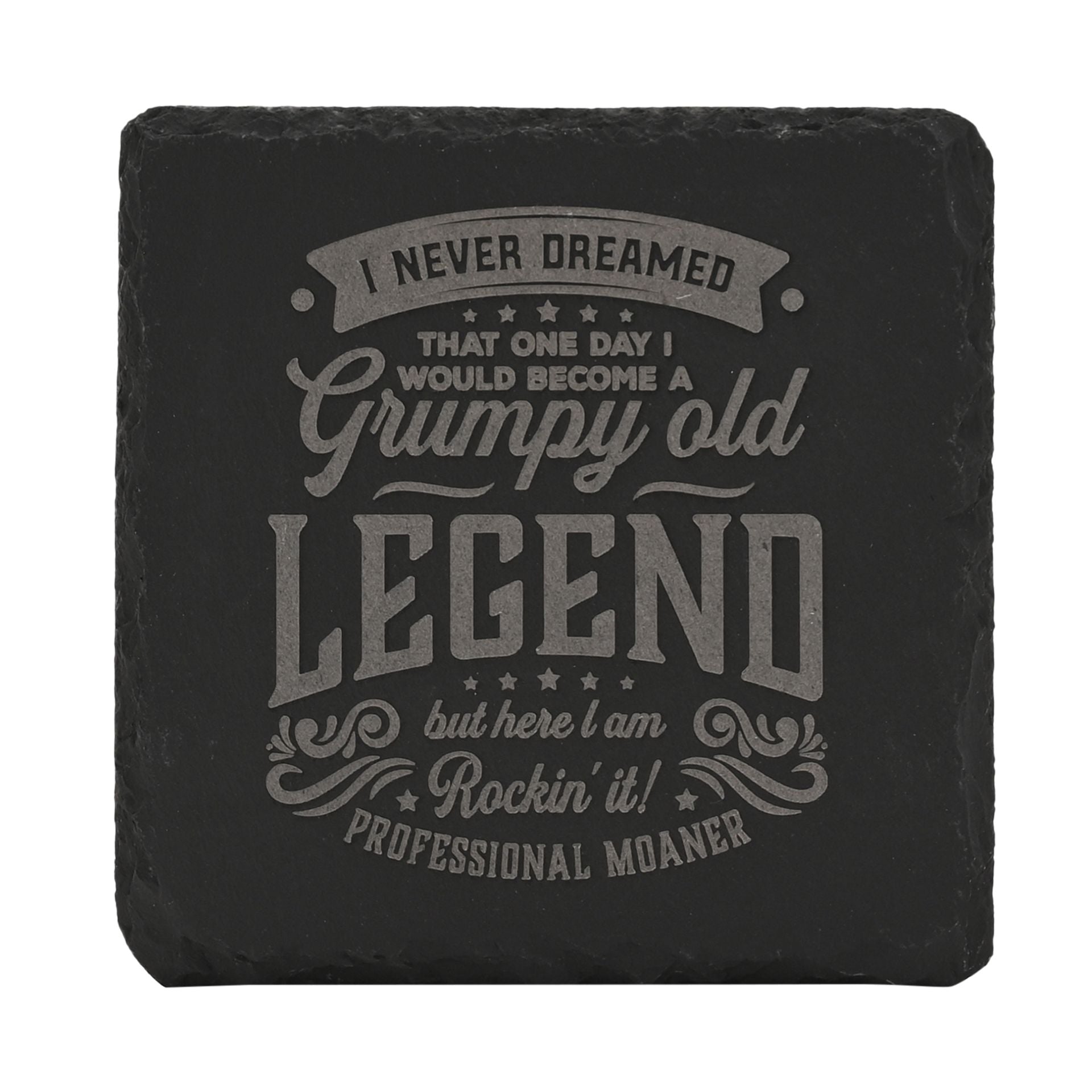 Harvey Makin Legend Slate Coaster 10 x 10cm - Grumpy