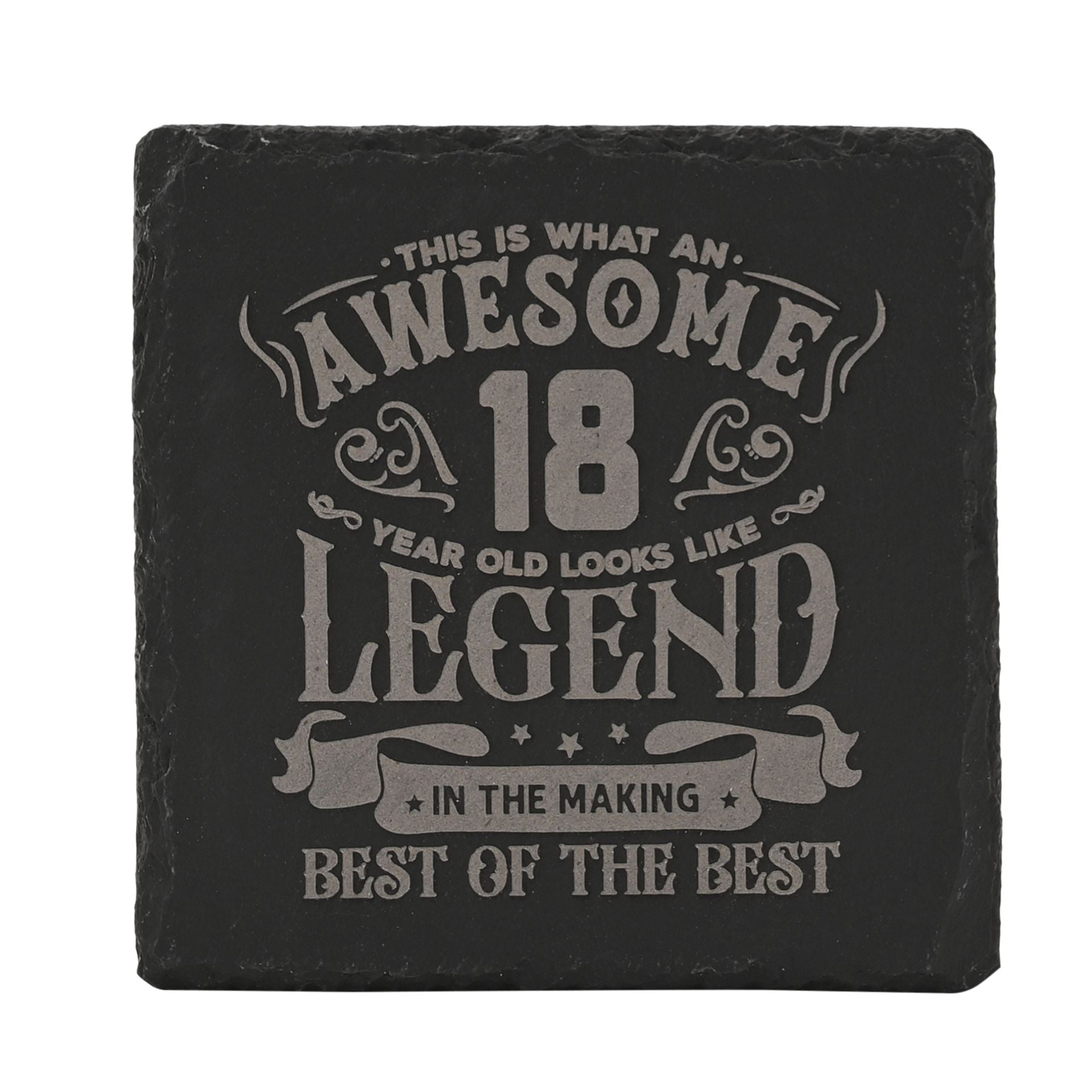 Harvey Makin Legend Slate Coaster 10 x 10cm - 18 Years