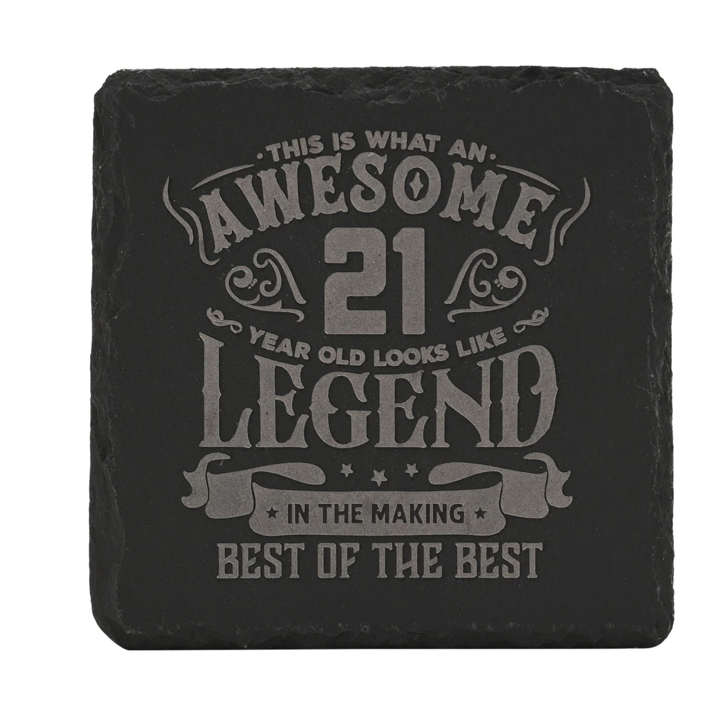 Harvey Makin Legend Slate Coaster 10 x 10cm - 21 Years