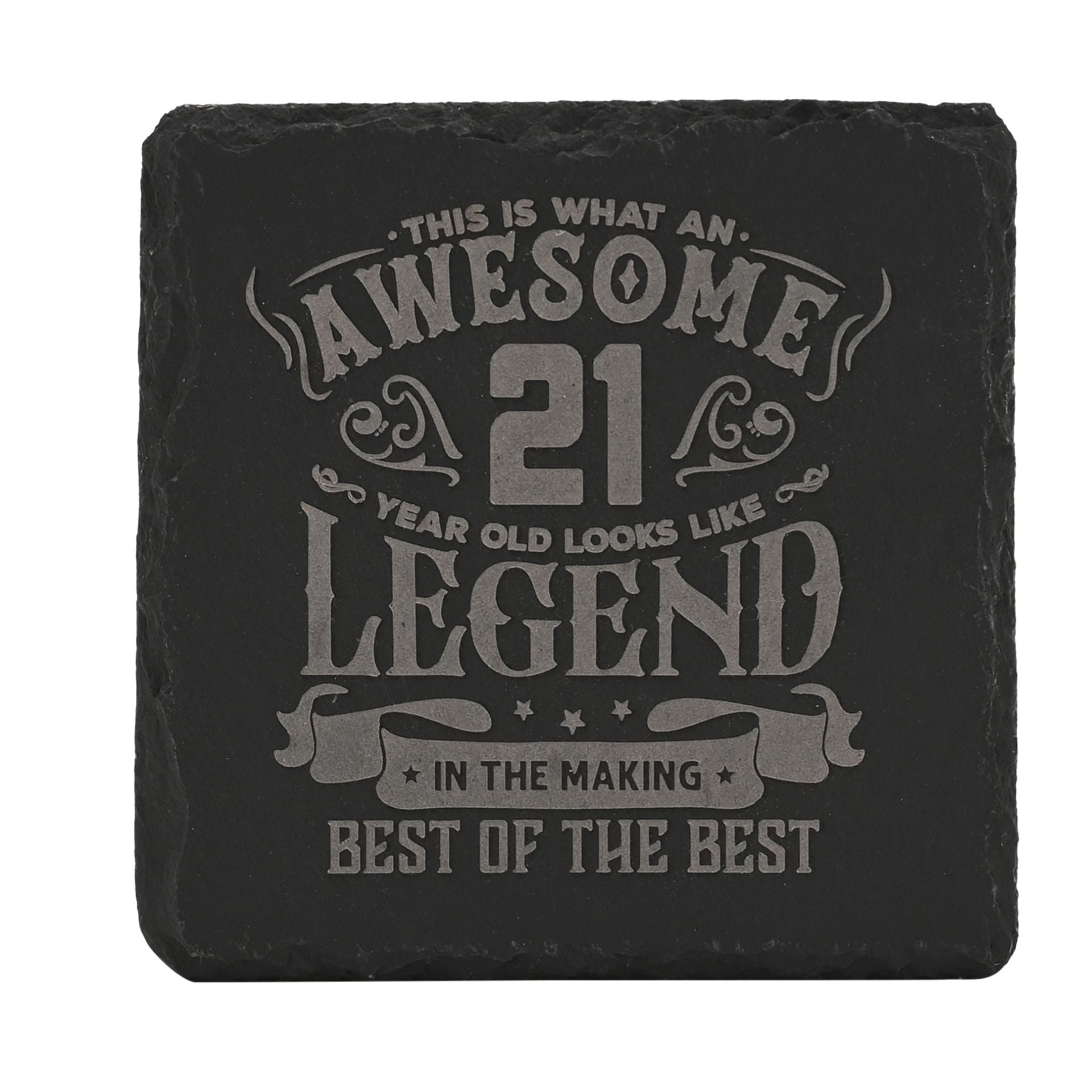 Harvey Makin Legend Slate Coaster 10 x 10cm - 21 Years
