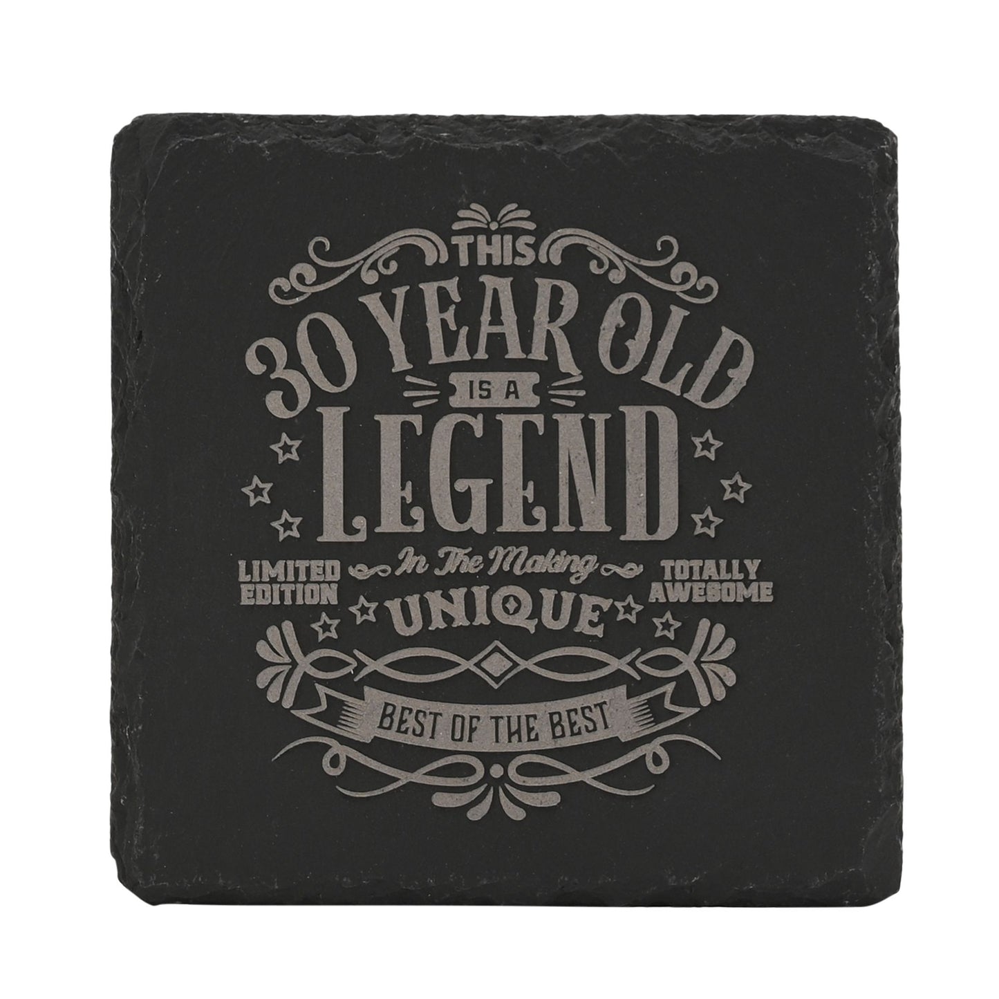 Harvey Makin Legend Slate Coaster 10 x 10cm - 30 Years