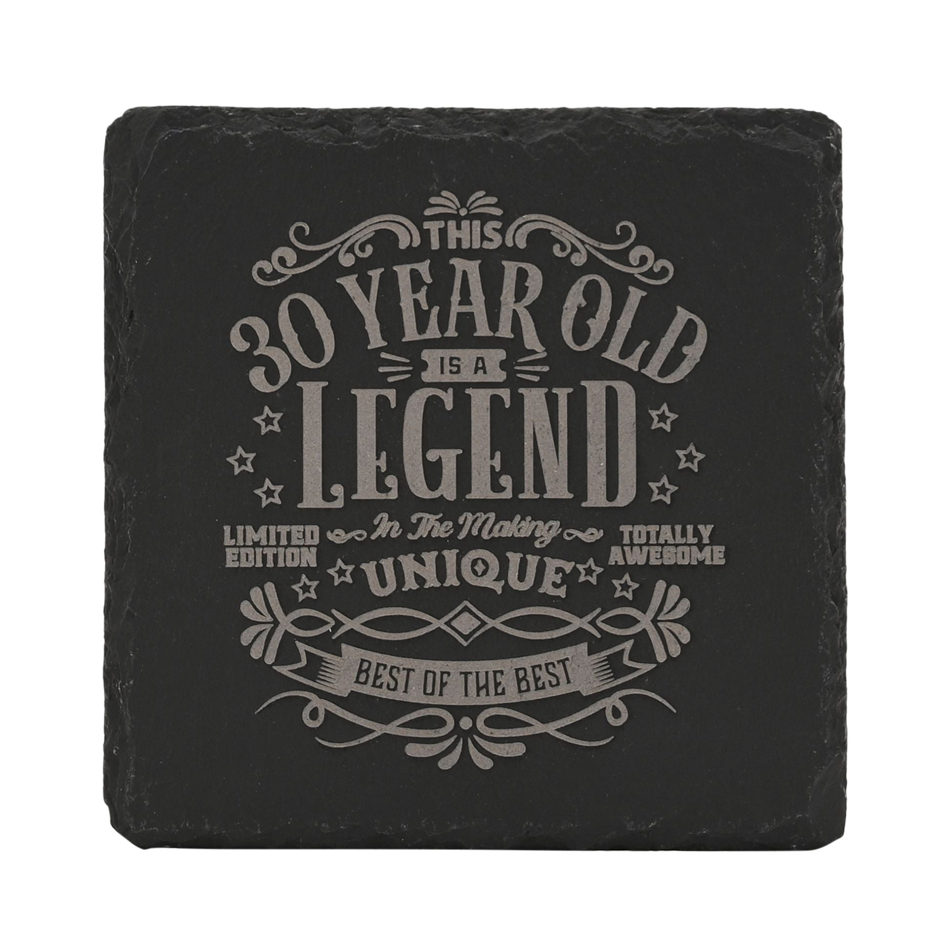 Harvey Makin Legend Slate Coaster 10 x 10cm - 30 Years