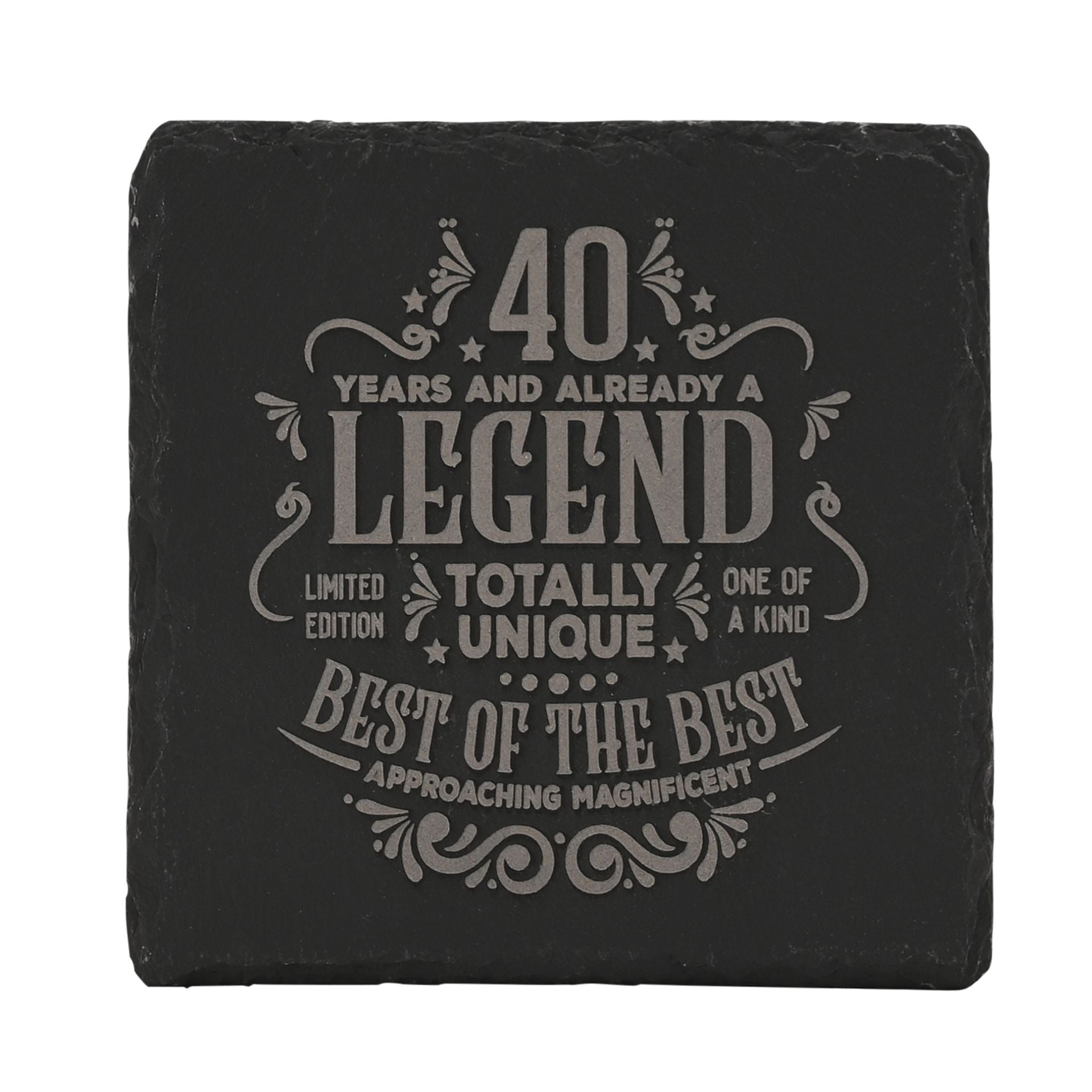 Harvey Makin Legend Slate Coaster 10 x 10cm - 40 Years