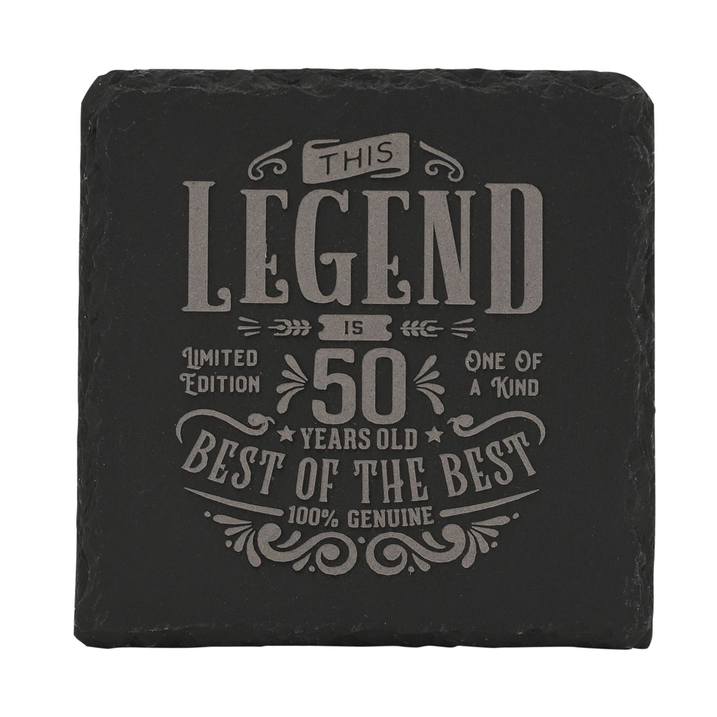 Harvey Makin Legend Slate Coaster 10 x 10cm - 50 Years