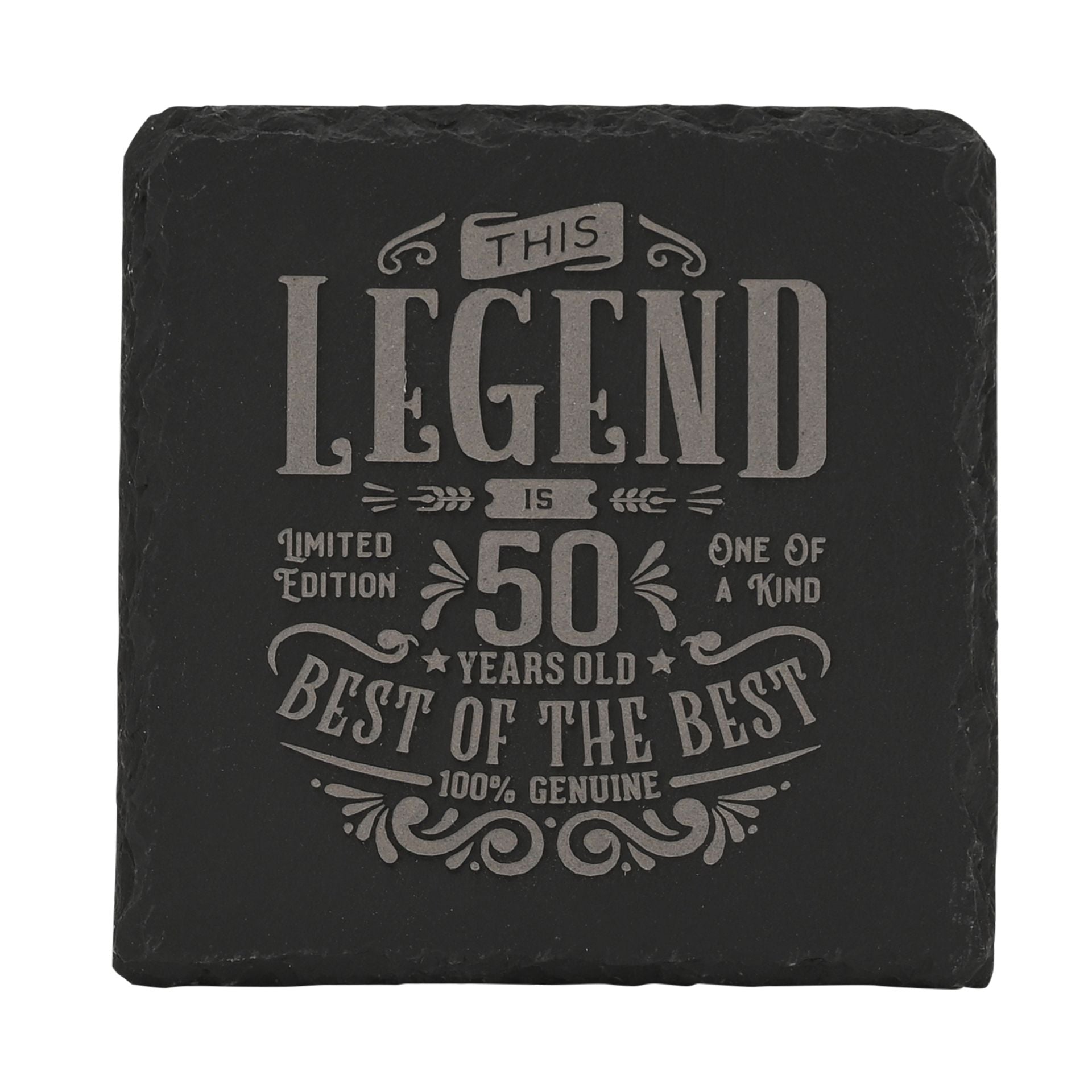 Harvey Makin Legend Slate Coaster 10 x 10cm - 50 Years