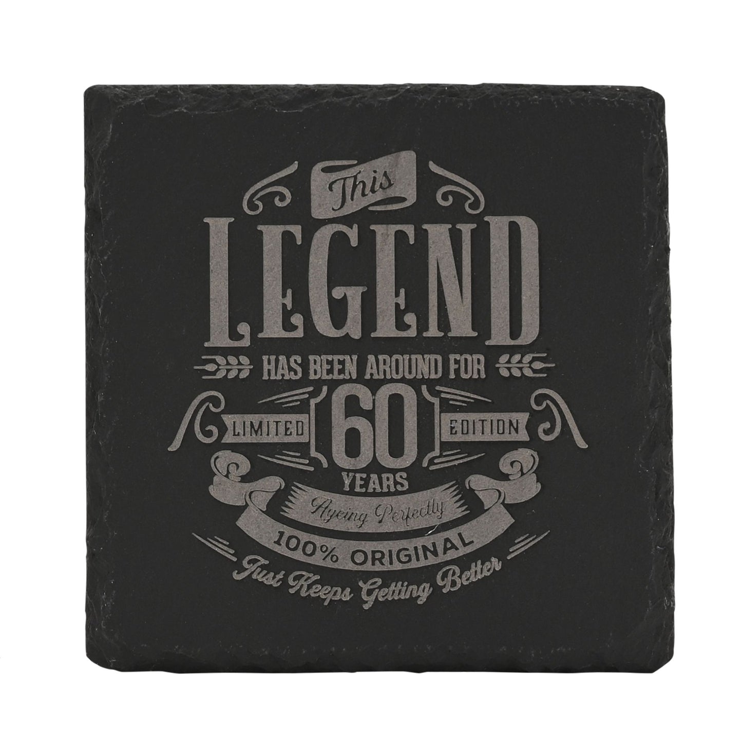 Harvey Makin Legend Slate Coaster 10 x 10cm - 60 Years
