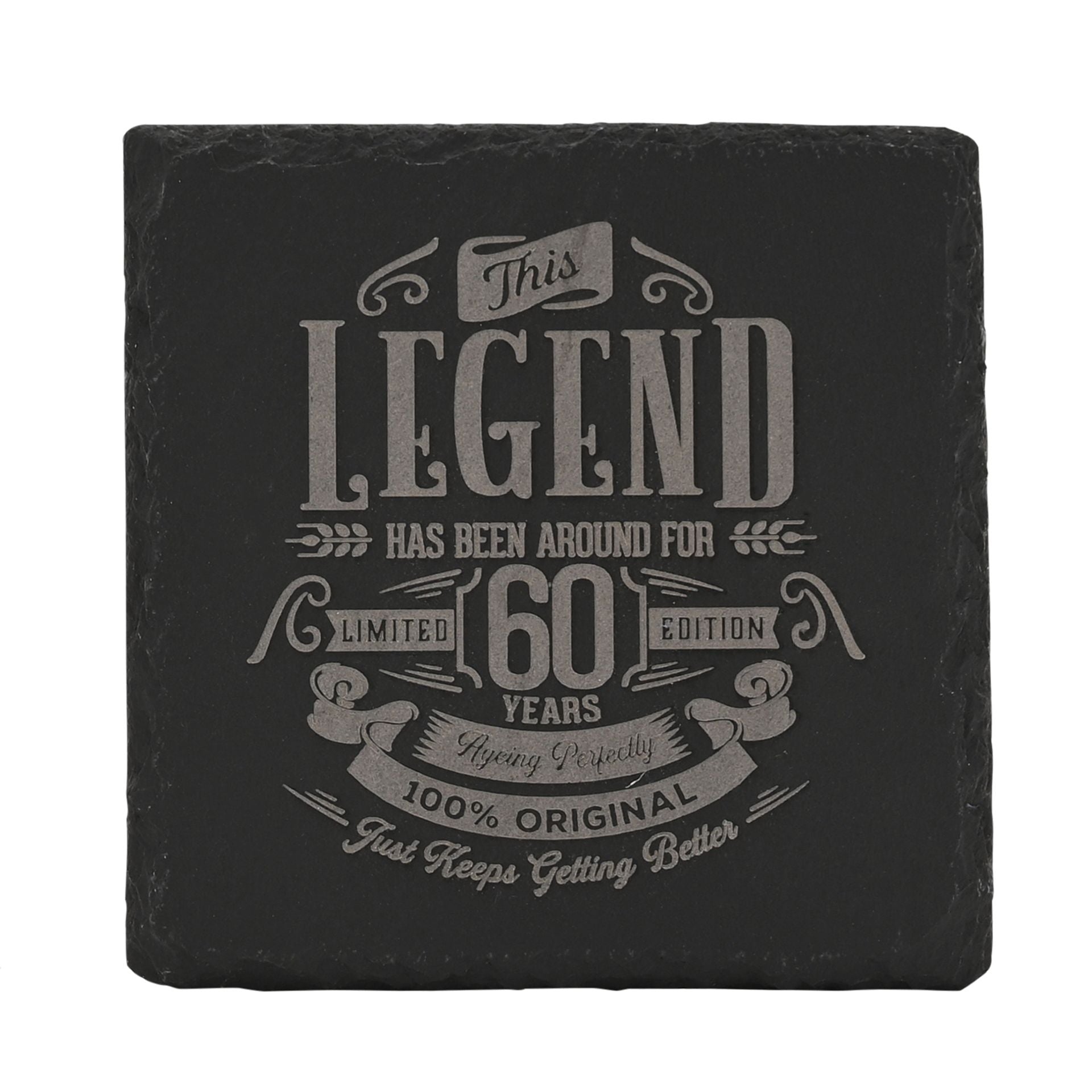 Harvey Makin Legend Slate Coaster 10 x 10cm - 60 Years