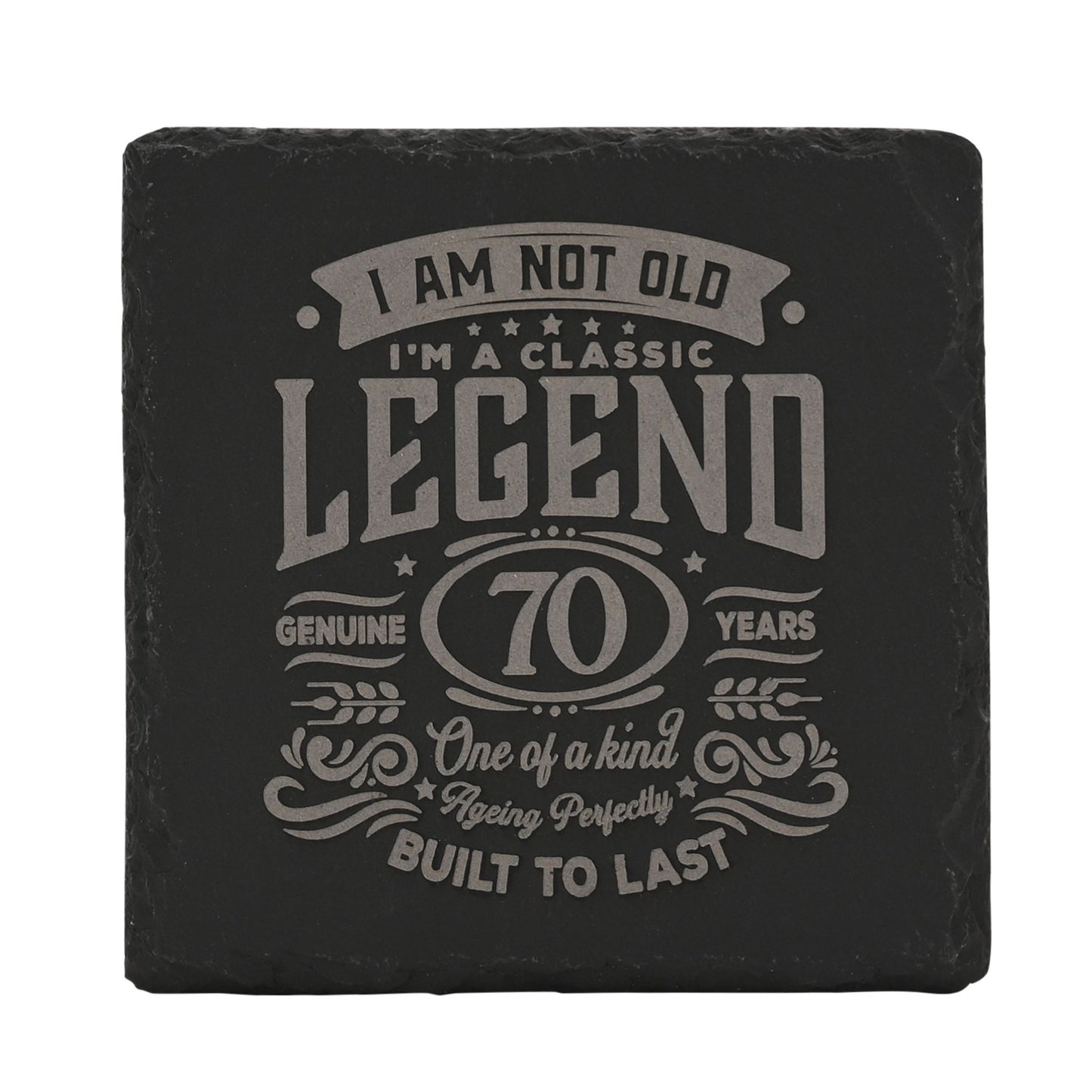 Harvey Makin Legend Slate Coaster 10 x 10cm - 70 Years