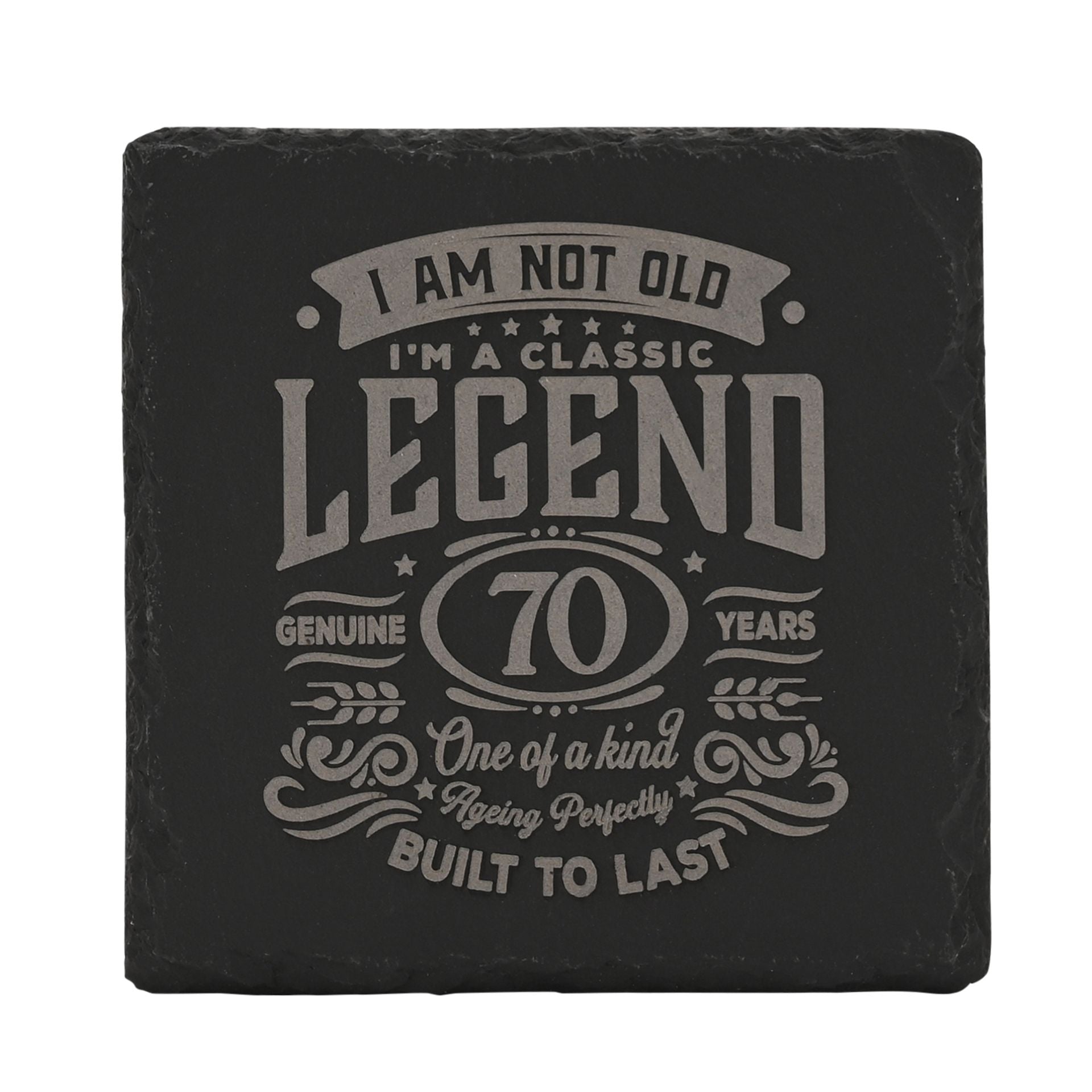 Harvey Makin Legend Slate Coaster 10 x 10cm - 70 Years