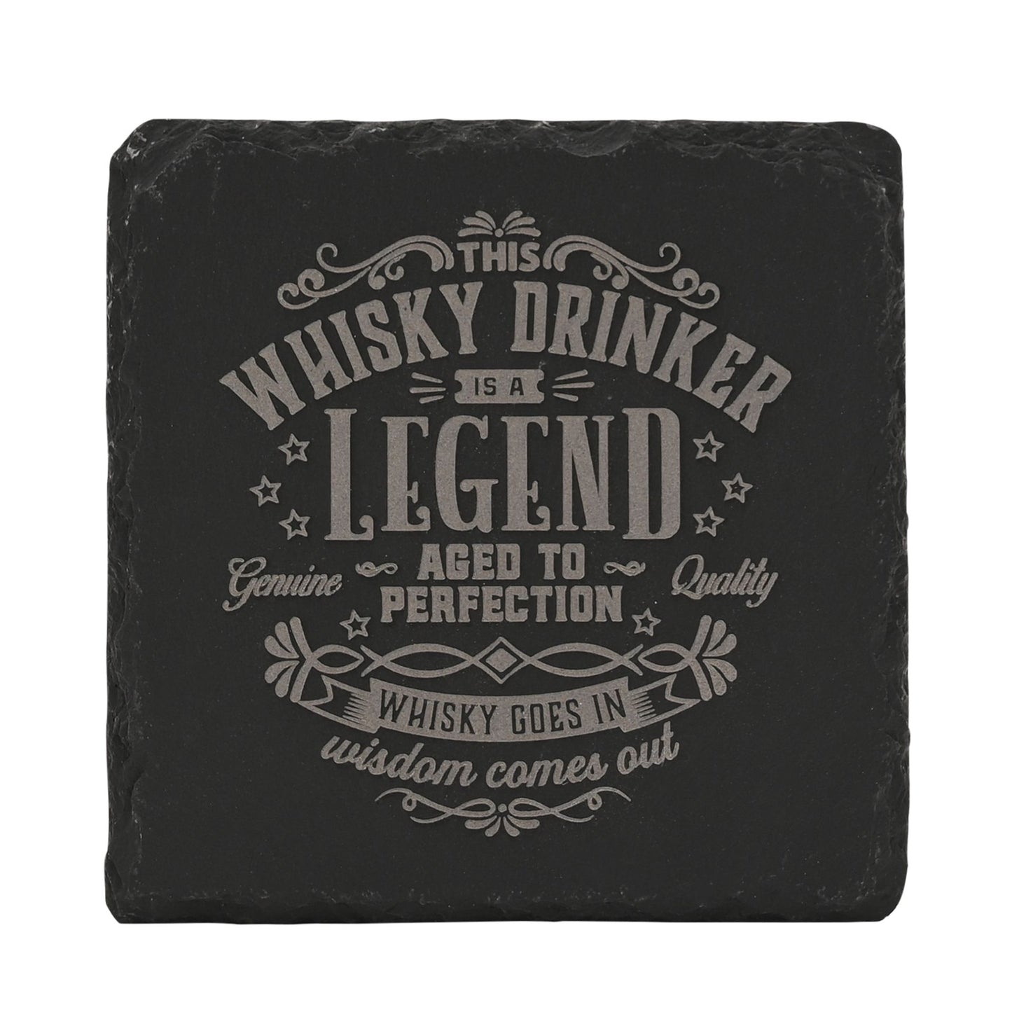 Harvey Makin Legend Slate Coaster 10 x 10cm - Drinker