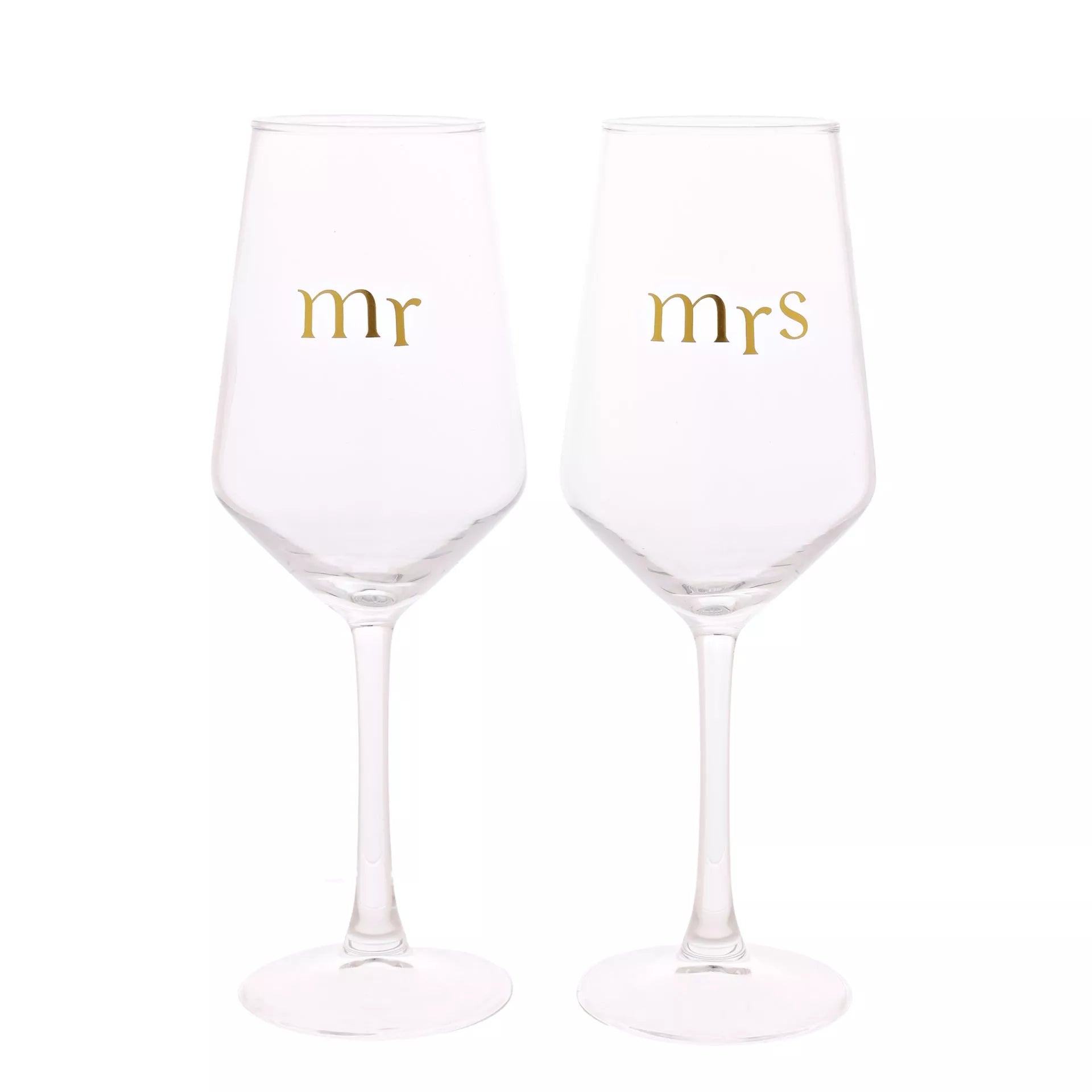 Confetti Set Of 2 Wine Glasses - Mr & Mrs