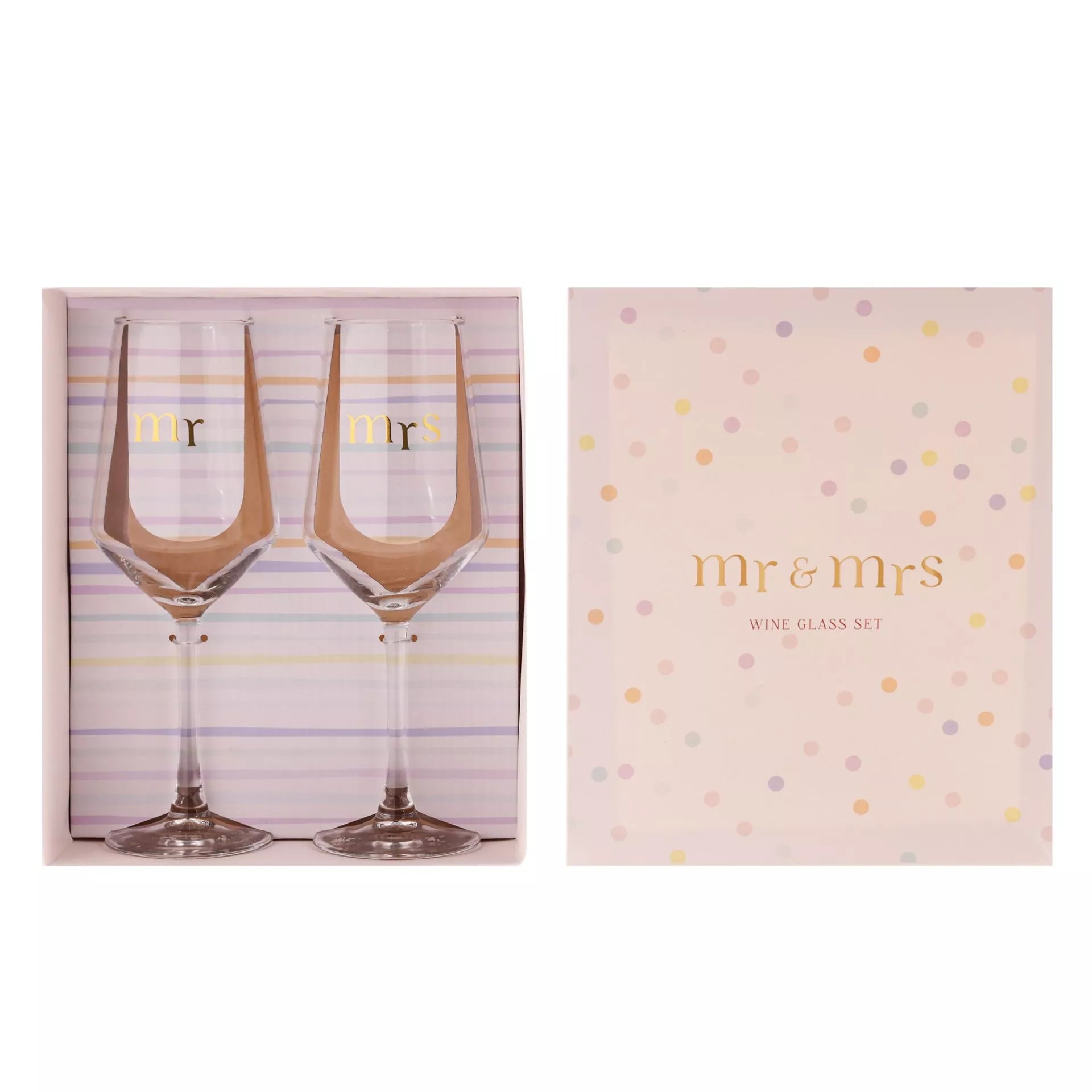 Confetti Set Of 2 Wine Glasses - Mr & Mrs