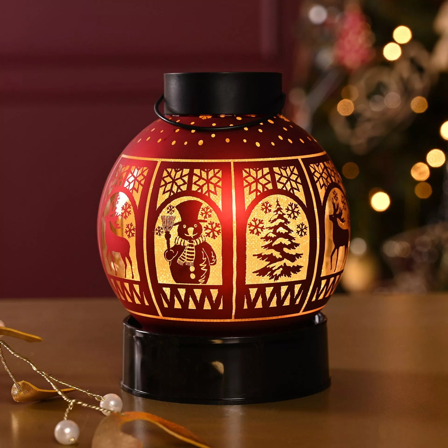 Christmas LED Lantern Round