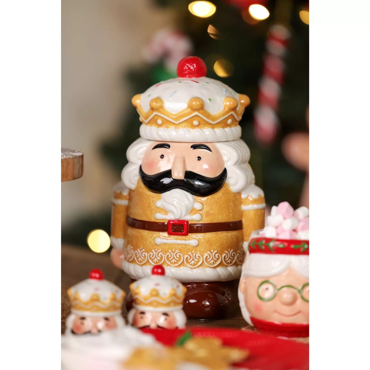 Santa & Friends Ceramic Treat Jar - Gingerbread Nutcracker