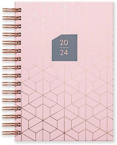 2024 Diary A5 Day a Page with Pink & Rose Gold Wiro