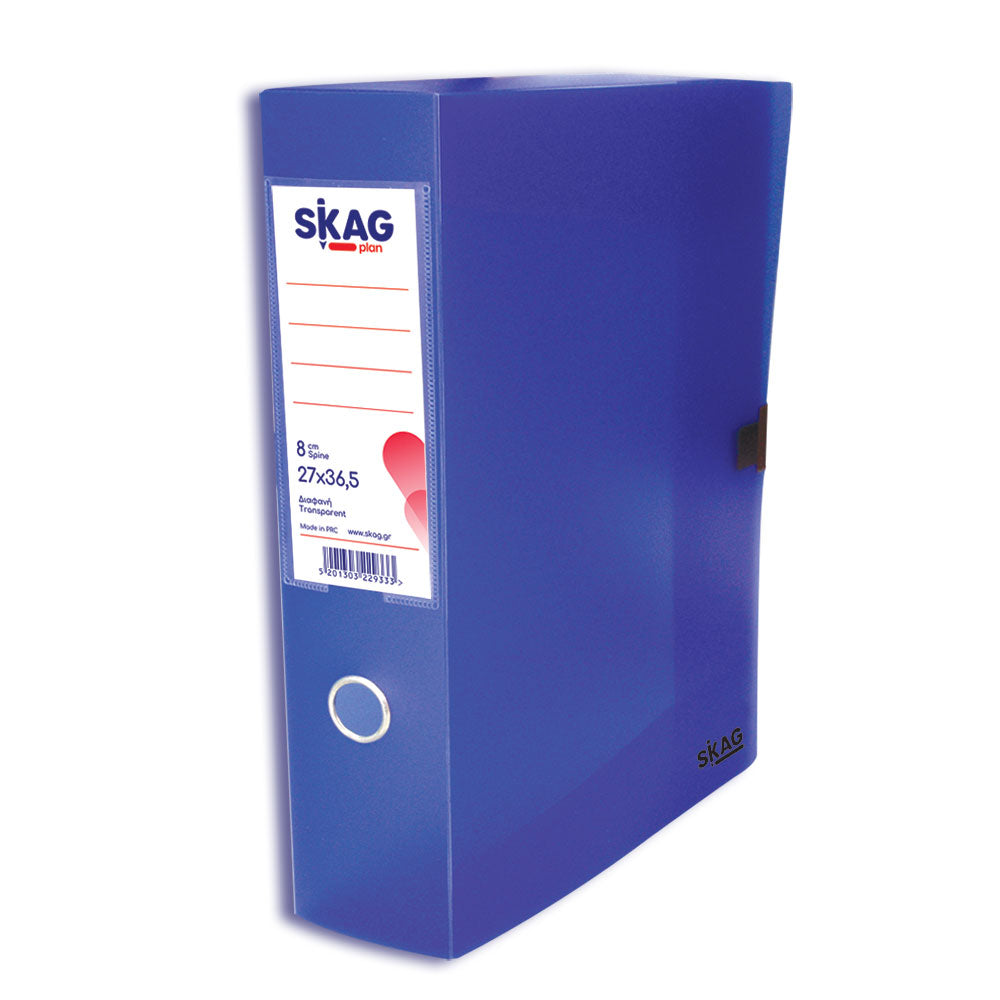 Skag Box File 8cm Spine 36.5 x 27cm - Transparent Blue
