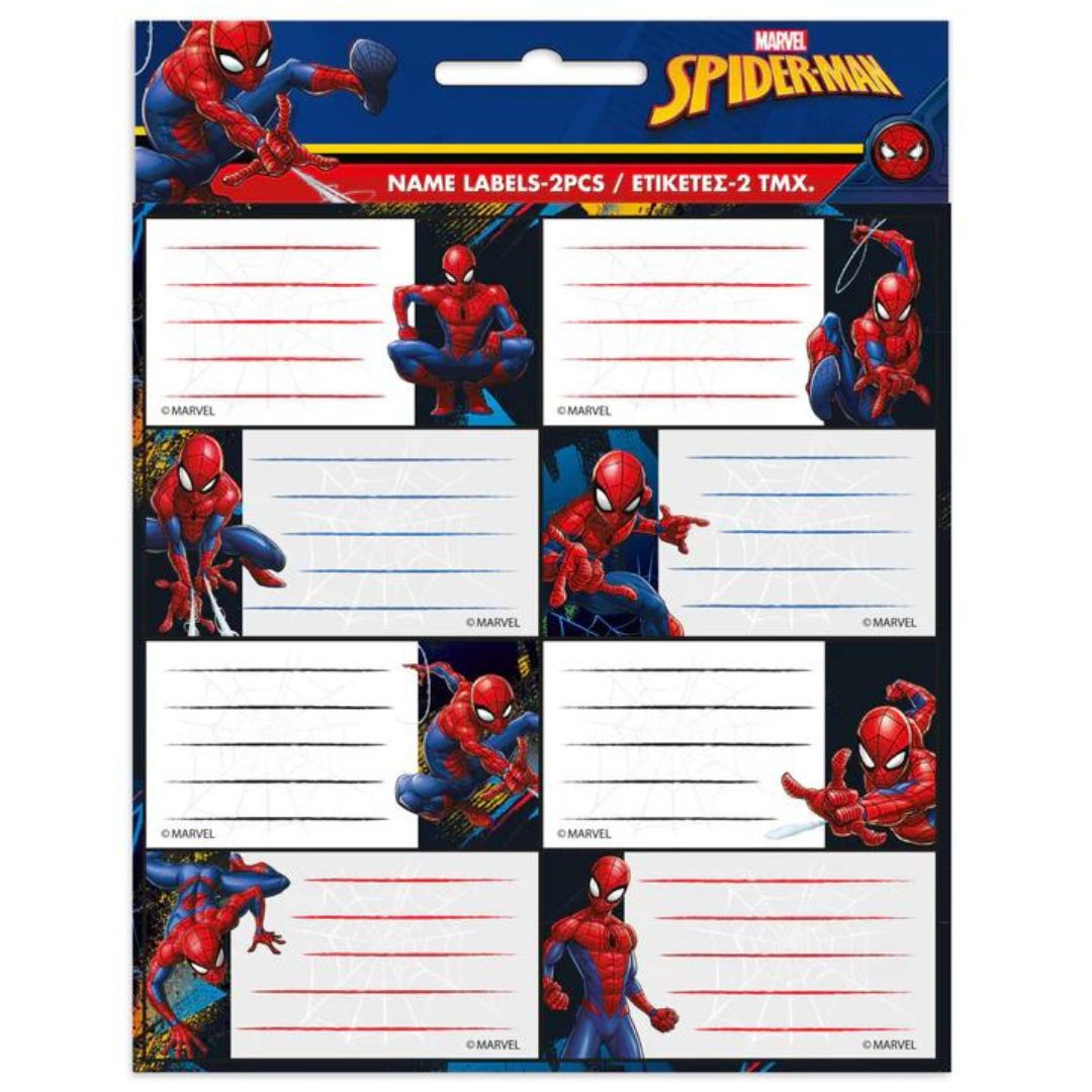 Marvel Spider-Man Name Labels x 2 Sheets (16l)