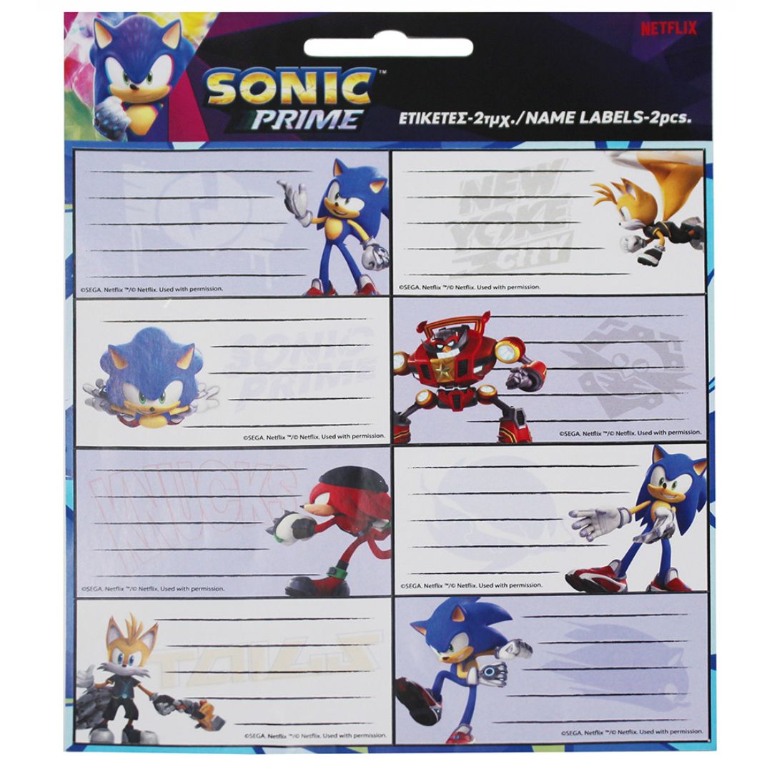 Netflix School Name Labels A Pack Of 2 Sheets - Sonic Prime