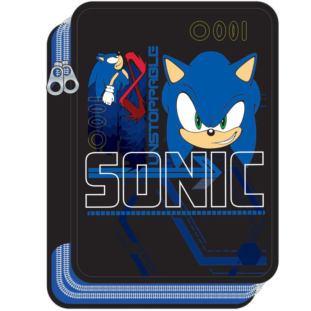 Gim 2 Compartments Full Pencil Case 14 x 20 x 4cm - Sonic