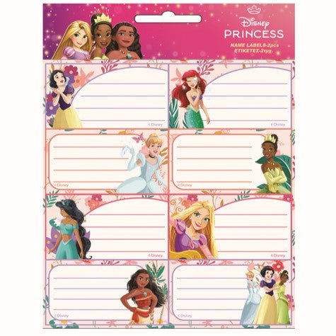 Disney School Name Labels A Pack Of 2 Sheets - Princess