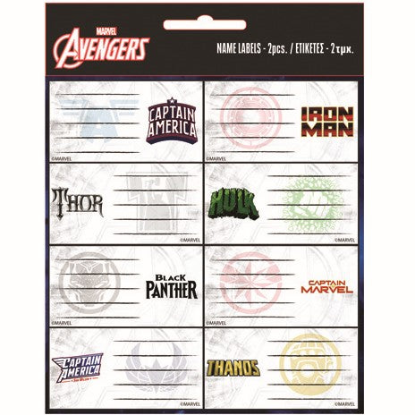 Marvel School Name Labels A Pack Of 2 Sheets - Avengers