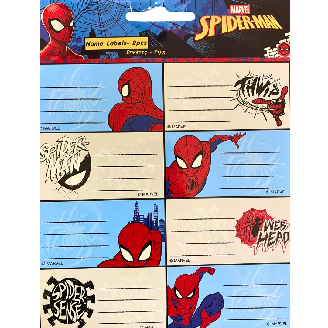 Gim - School Name Labels A Pack Of 2 Sheets - Marvel - Spider-Man