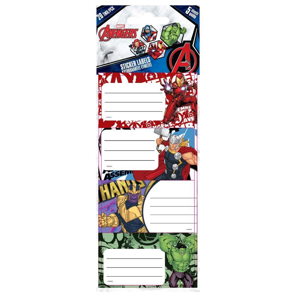 Diakakis - School Name Labels A Pack Of 5 Sheets - Marvel - Avengers