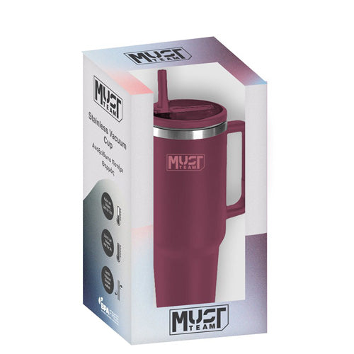 Diakakis Must Team Stainless Vacuum Cup With Straw 1200ml - Maroon