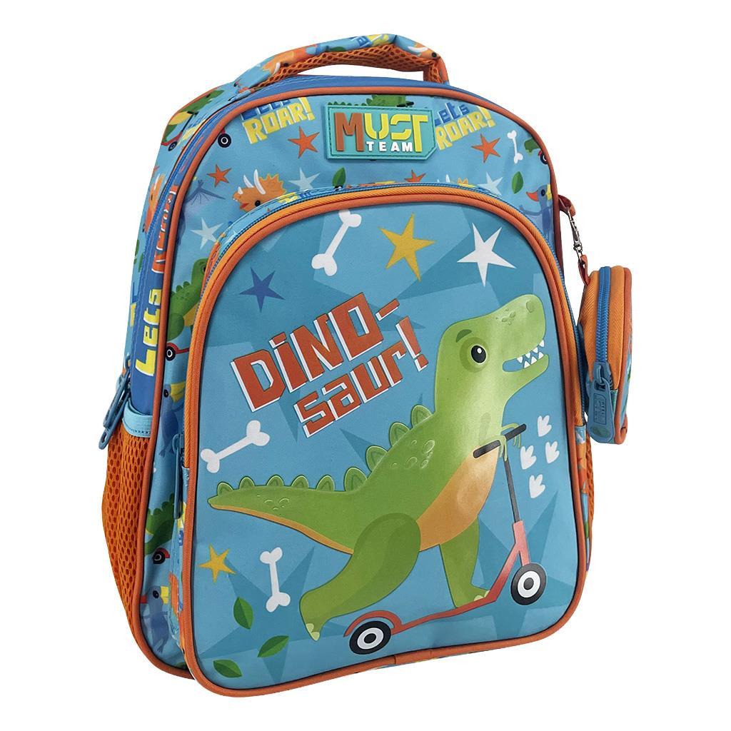 Diakakis 2 Compartments Backpack 31 x 27 x 10cm - Must Team - Dinosaur In Scooter