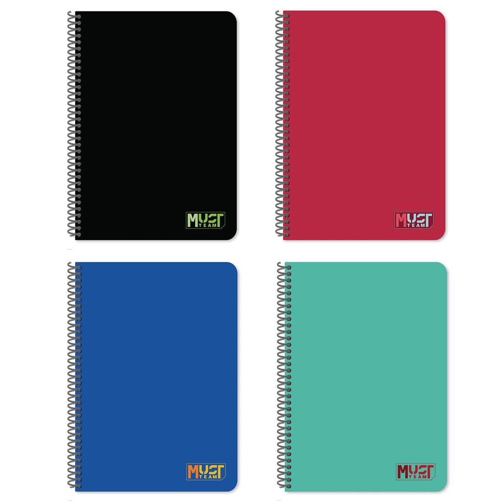 B5 Diakakis Side-Spiral Lined Notebook 90 Sheets - Must Team - Monochrome x 1p Assortment