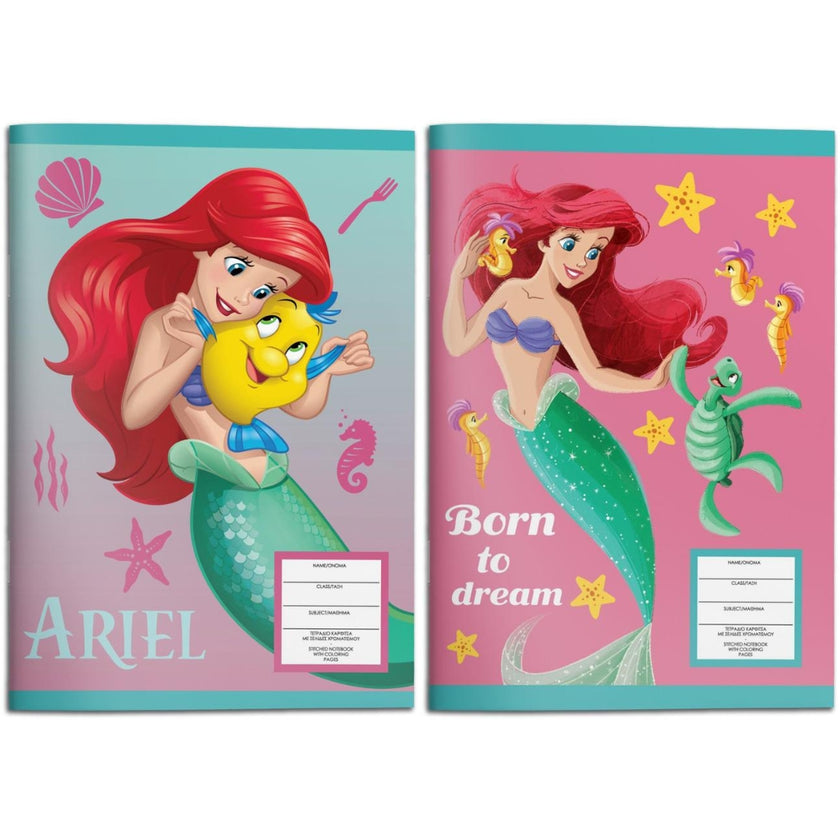 B5 Diakakis Lined Notebook 40 Sheets - Disney - Ariel x 1pc Assortment