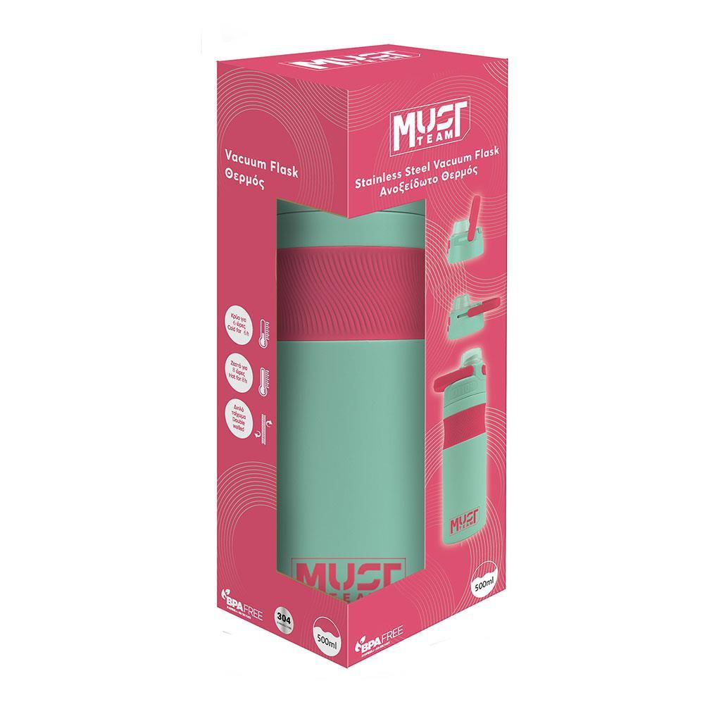 Diakakis Stainless Steel Vacuum Flask 500ml - Must Team - Mint / Pink