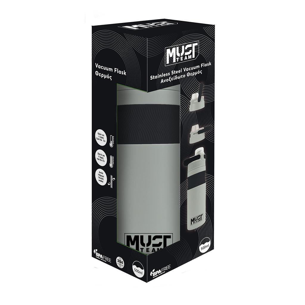 Diakakis Stainless Steel Vacuum Flask 500ml - Must Team - Light Grey / Black
