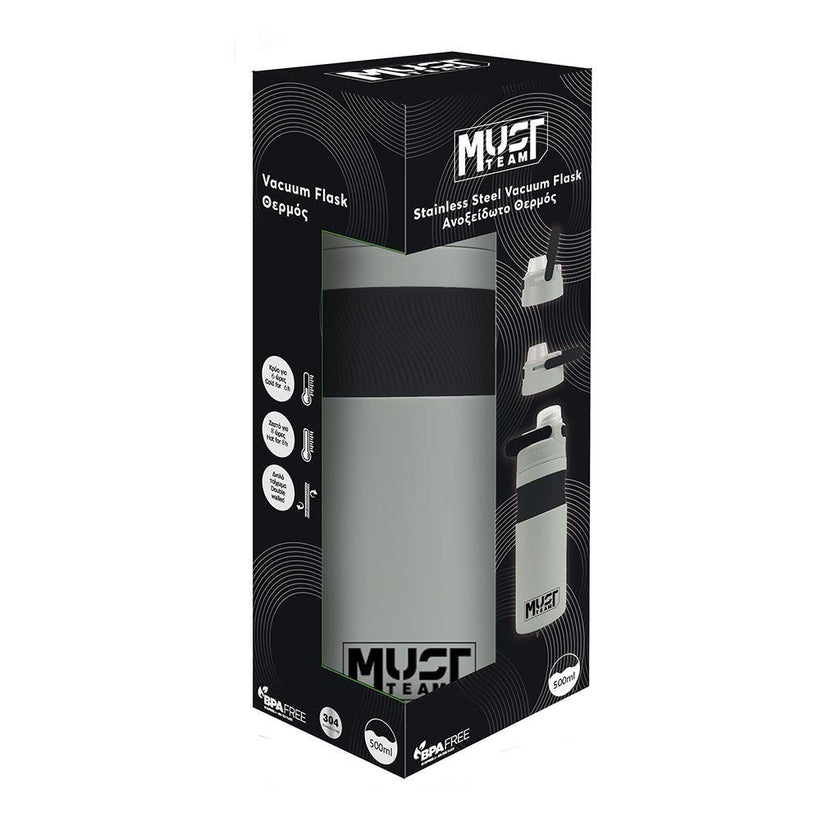 Diakakis Stainless Steel Vacuum Flask 500ml - Must Team - Light Grey / Black