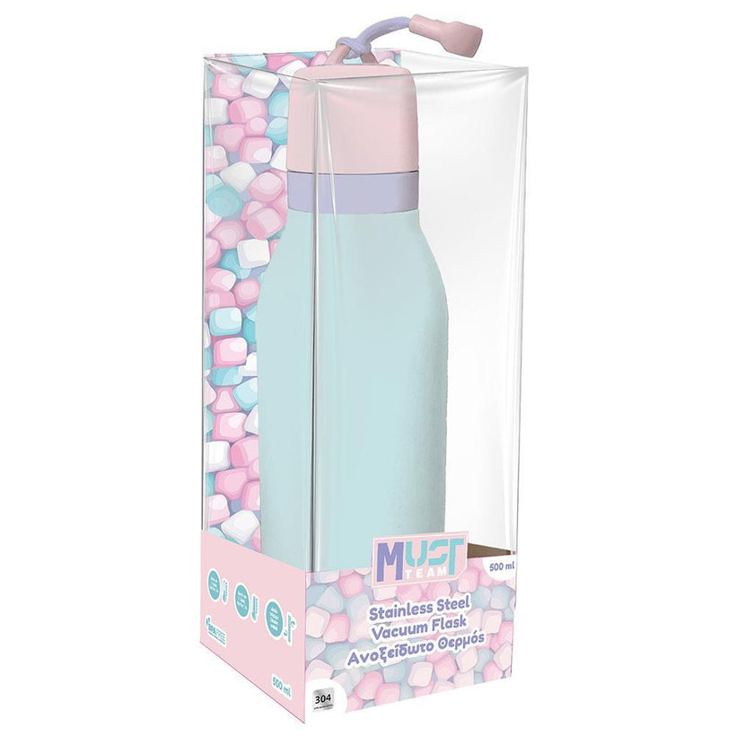 Diakakis Stainless Steel Vacuum Flask 500ml - Must Team - Pastel Mint Blue