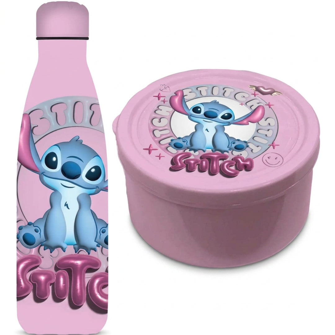 Diakakis Stainless Steel Canteen & Lunch Box Set Of 2pcs - Disney - Stitch