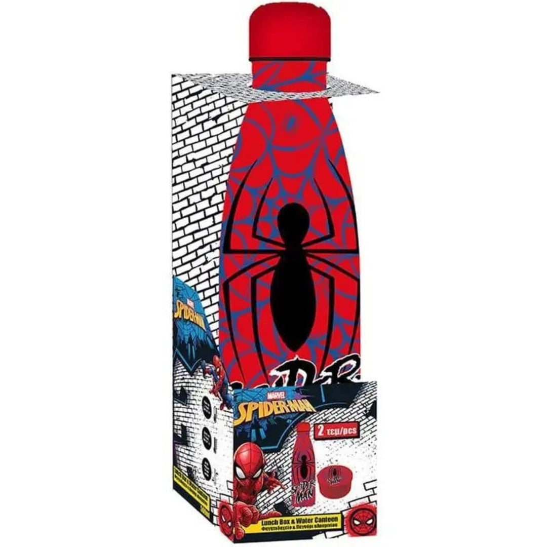 Diakakis Stainless Steel Canteen & Lunch Box Set Of 2pcs - Marvel - Spider-Man
