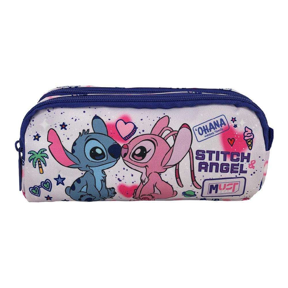 Diakakis 2 Compartments Pencil Case 21 x 9 x 6cm - Must Team - Disney - Stitch