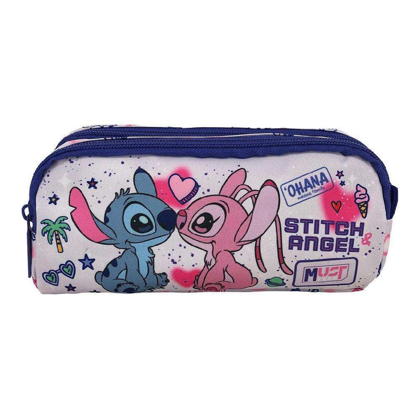 Diakakis 2 Compartments Pencil Case 21 x 9 x 6cm - Must Team - Disney - Stitch