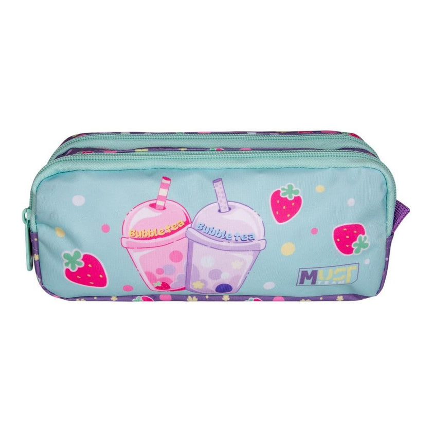 Diakakis 2 Compartments Pencil Case 21 x 9 x 6cm - Must Team - Bubble Tea